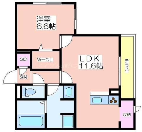 Clashist細井川の物件間取画像